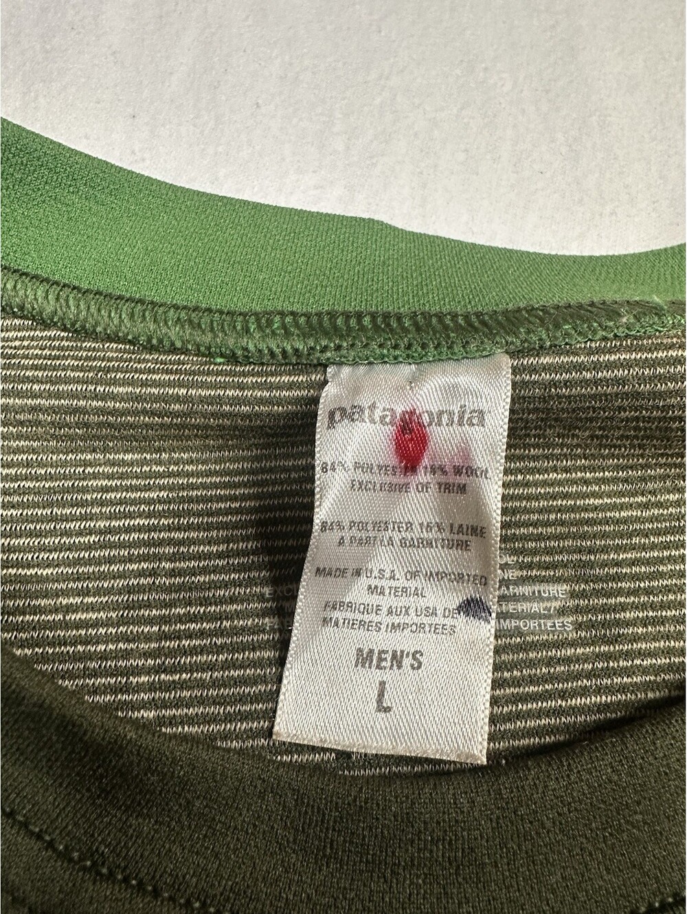 Patagonia Men’s Green Striped Capilene Long Sleeve Shirt Size L - Picture 4 of 6